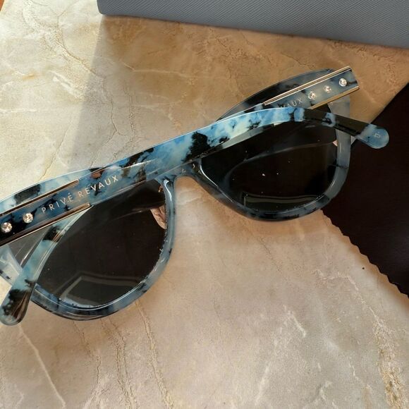 Prive Revaux Blue Tortoise Cat Eye Sunglasses w/ Rhinestones + Case main image 4